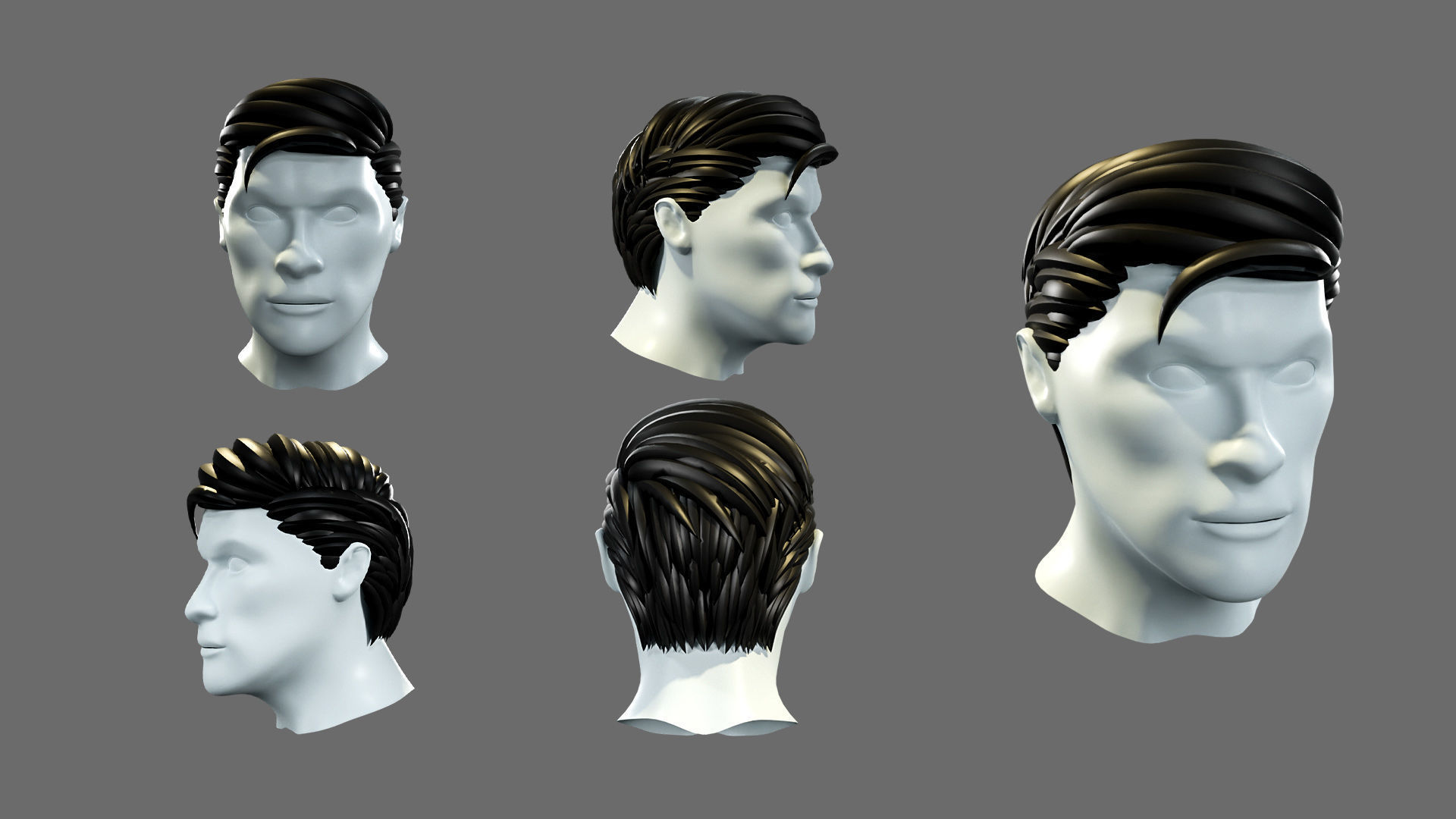 Hairstyles for boys Low-poly 3D model_1