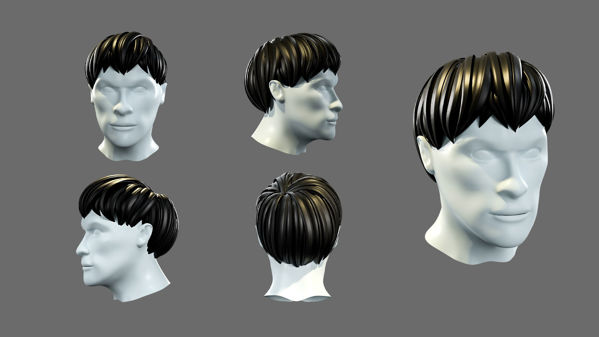 Hairstyles for boys Low-poly 3D model_2