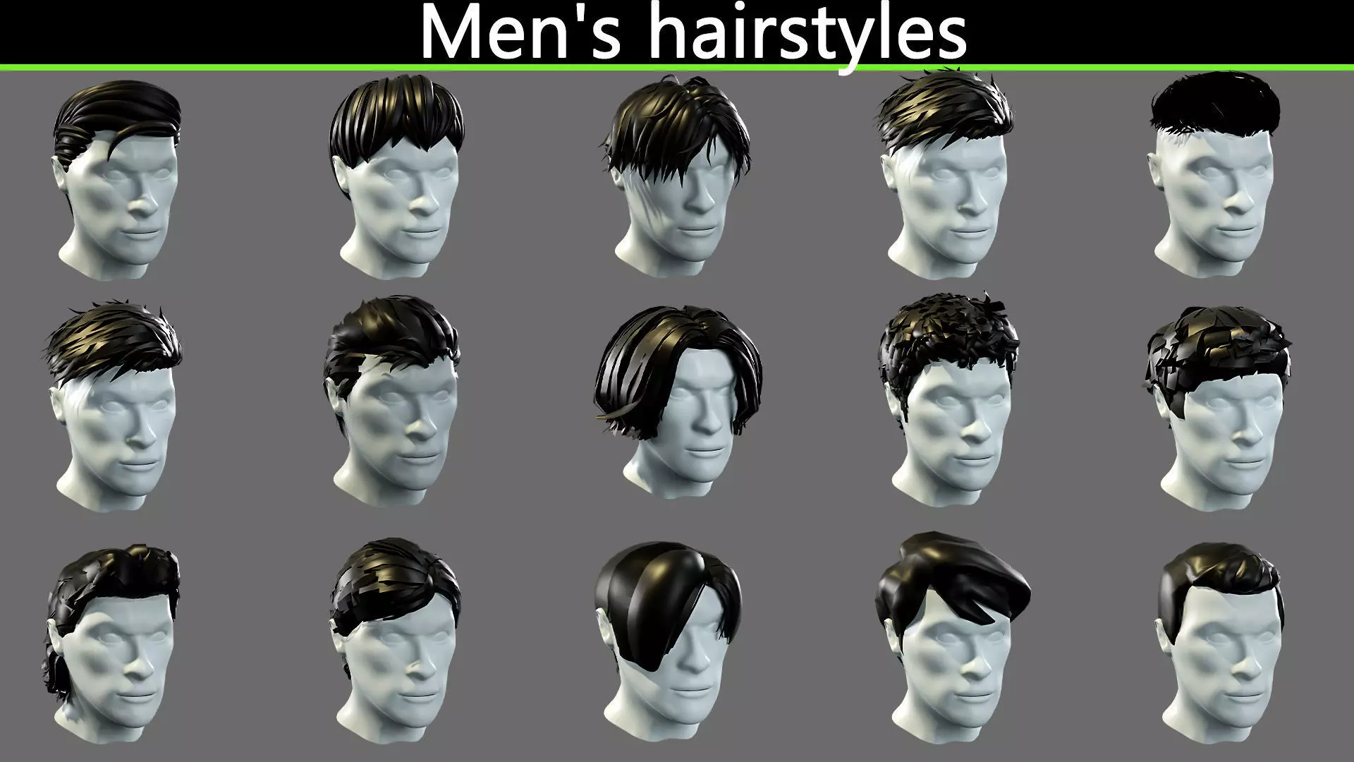 Hairstyles for boys Low-poly 3D model_0