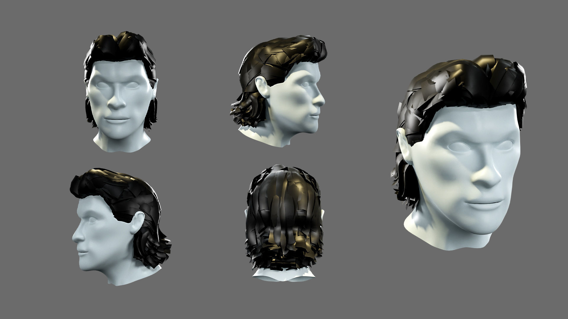 Hairstyles for boys Low-poly 3D model_11