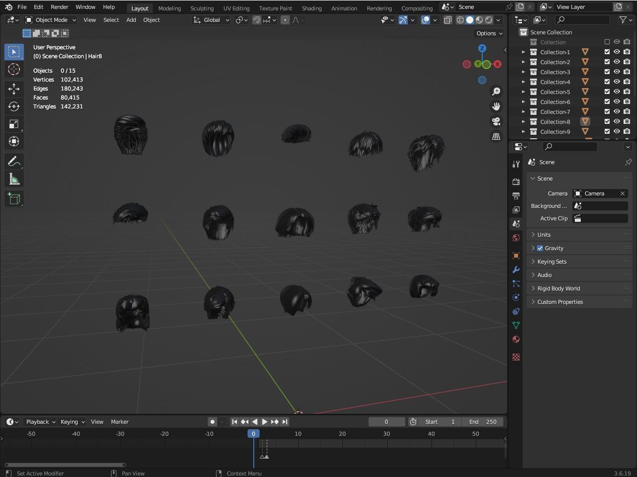 Hairstyles for boys Low-poly 3D model_24