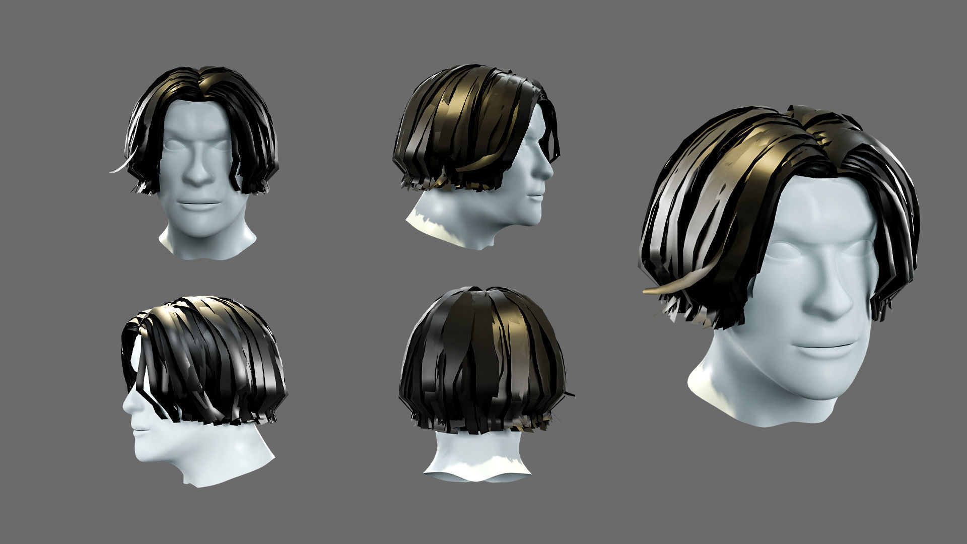 Hairstyles for boys Low-poly 3D model_8