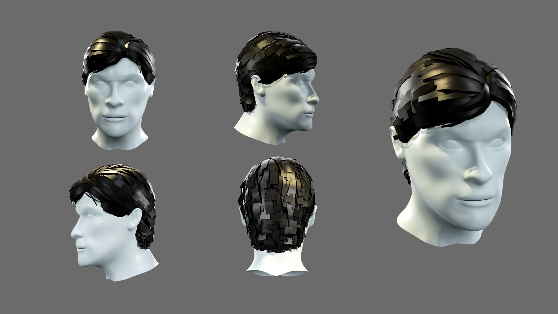 Hairstyles for boys Low-poly 3D model_12
