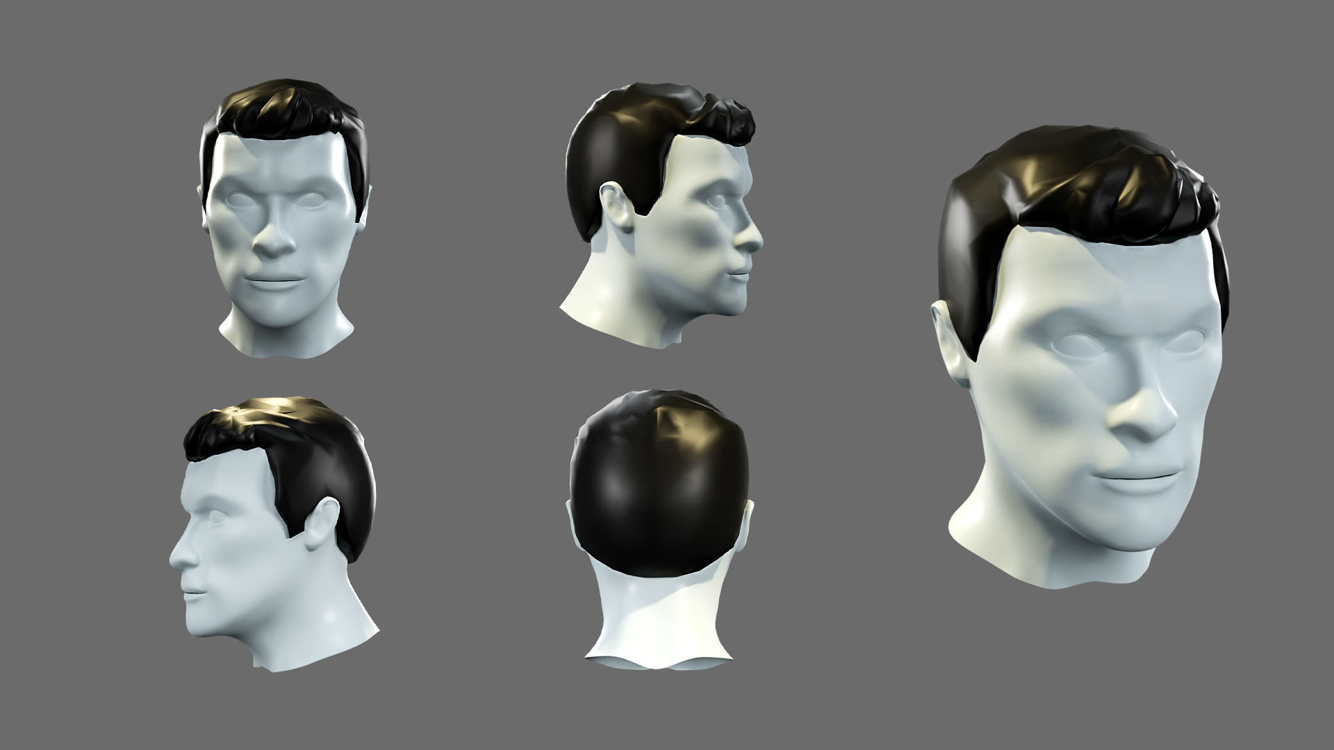 Hairstyles for boys Low-poly 3D model_15