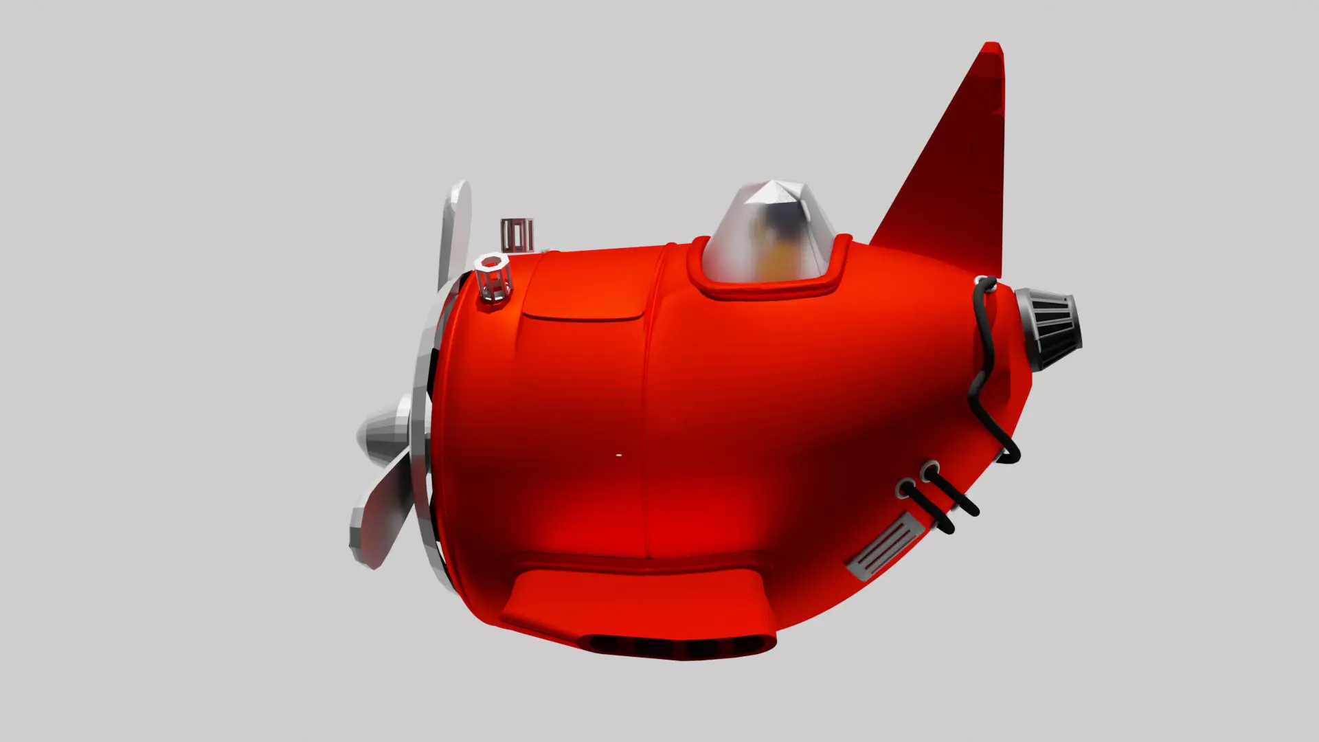 Airplane cartoon 3D model_0