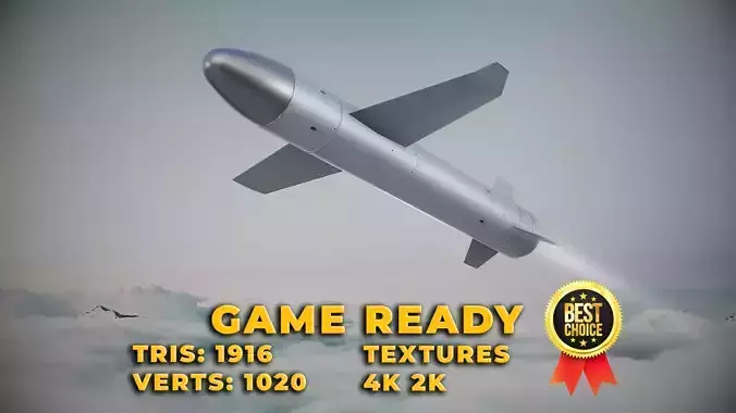 Ukrainian turbojet drone missile Palianytsia Low-poly 3D model