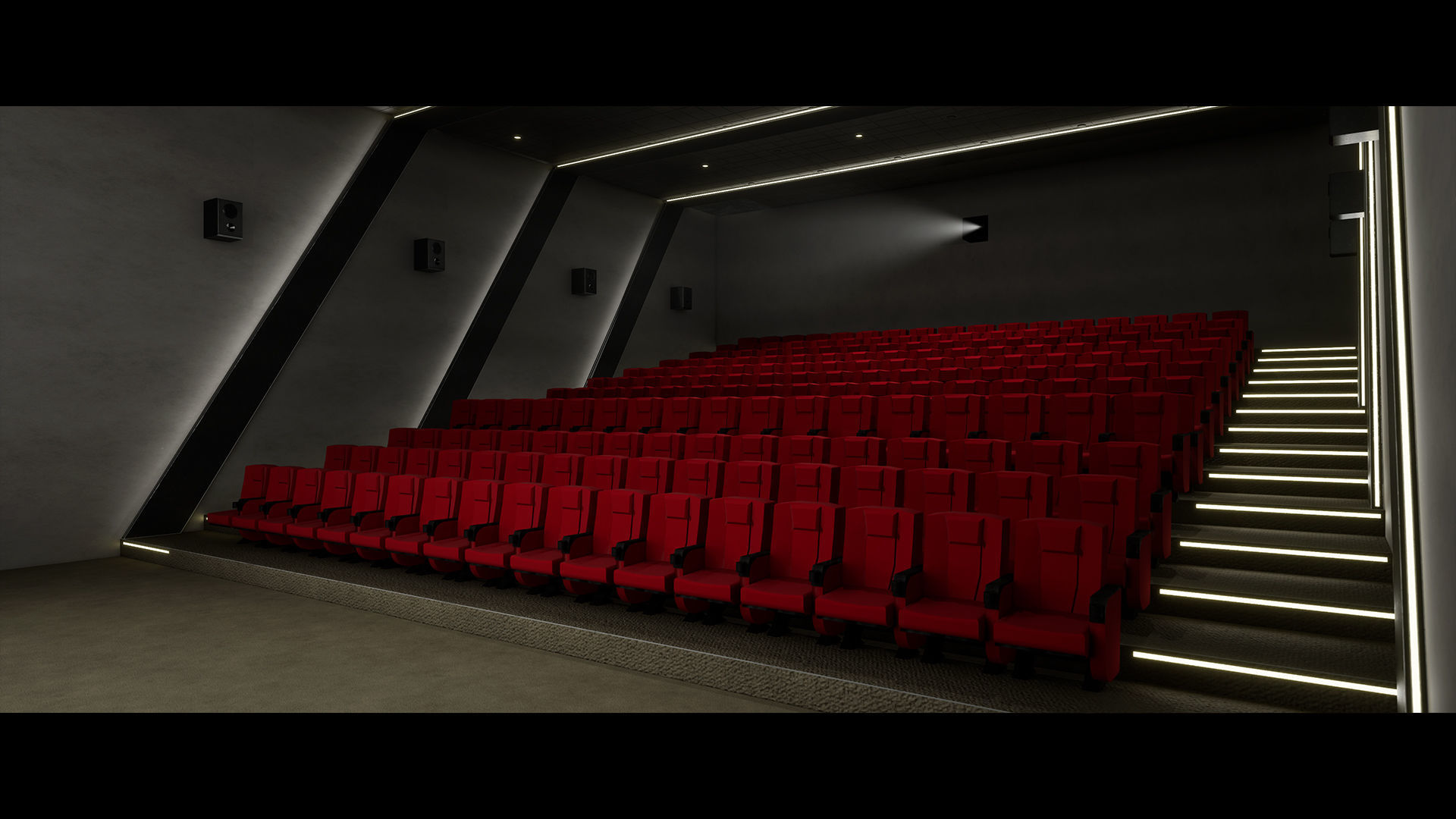 Modern Cinema Environment Low-poly 3D model_3