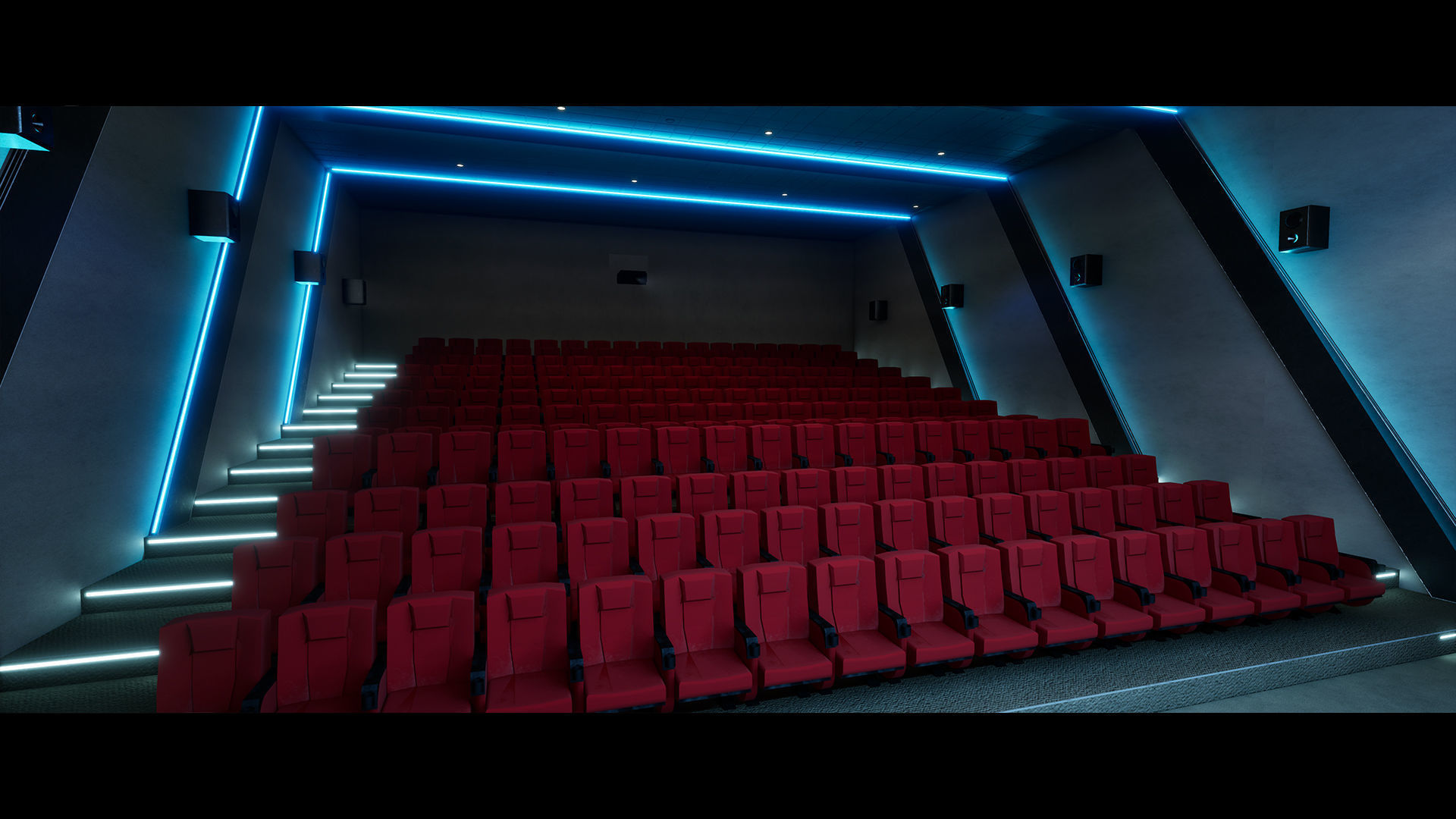 Modern Cinema Environment Low-poly 3D model_9