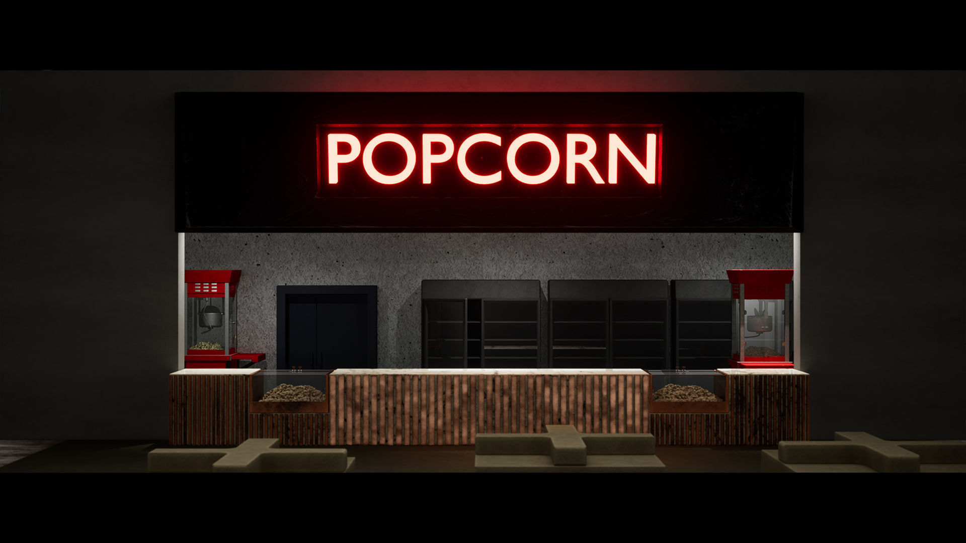 Modern Cinema Environment Low-poly 3D model_10