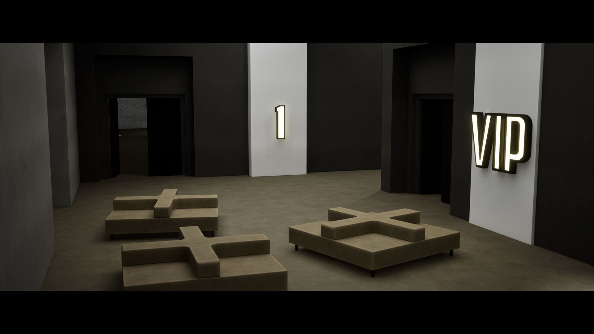Modern Cinema Environment Low-poly 3D model_6