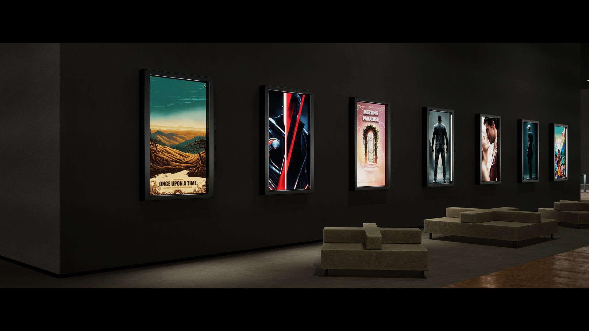 Modern Cinema Environment Low-poly 3D model_2