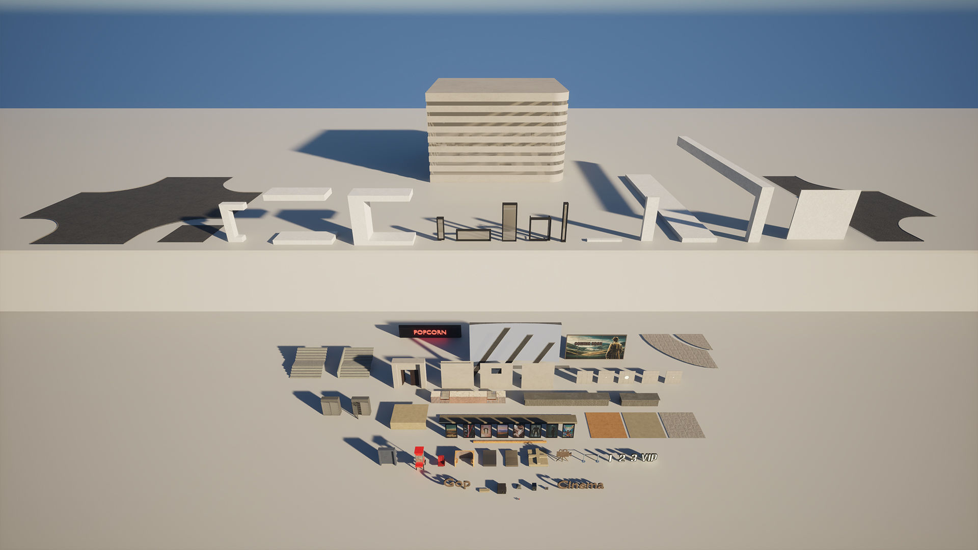 Modern Cinema Environment Low-poly 3D model_13