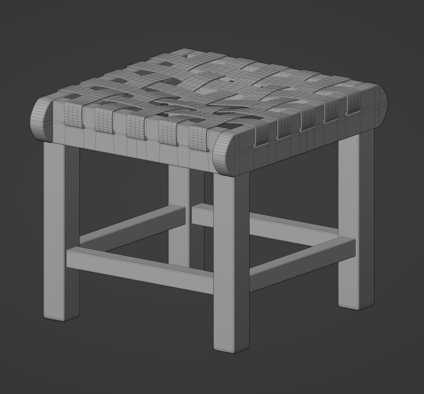 Rustic Ottoman Low-poly 3D model_9