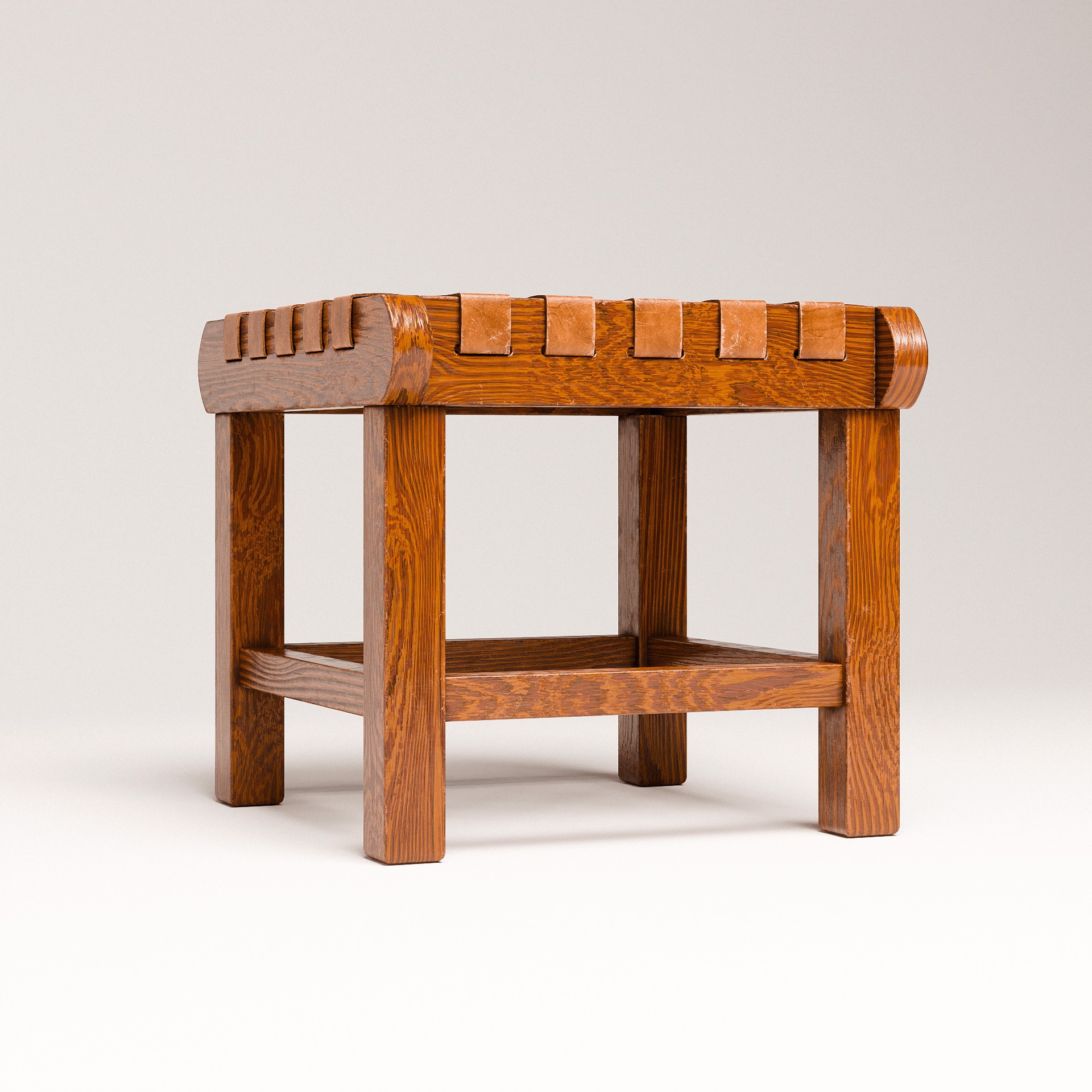 Rustic Ottoman Low-poly 3D model_3