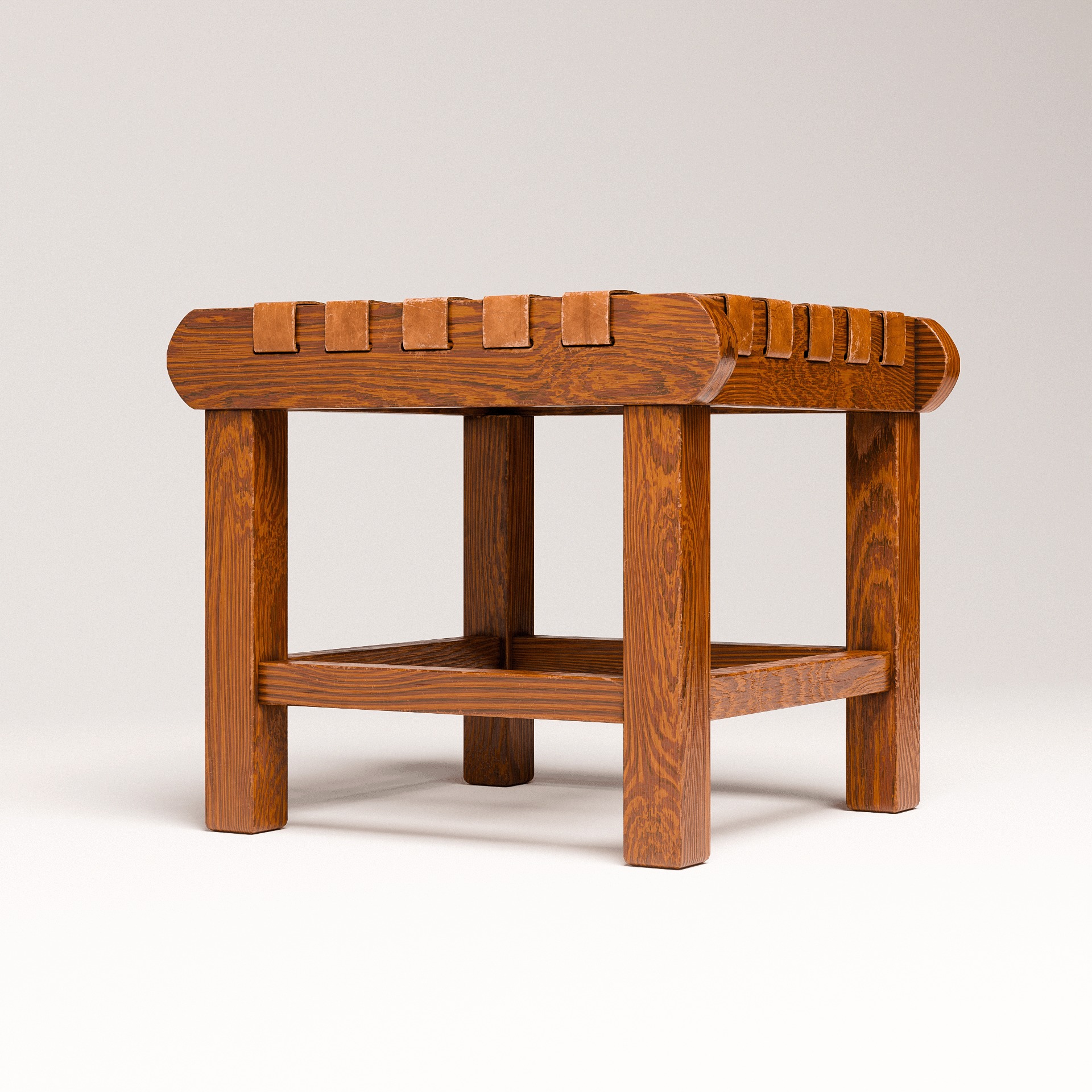 Rustic Ottoman Low-poly 3D model_7