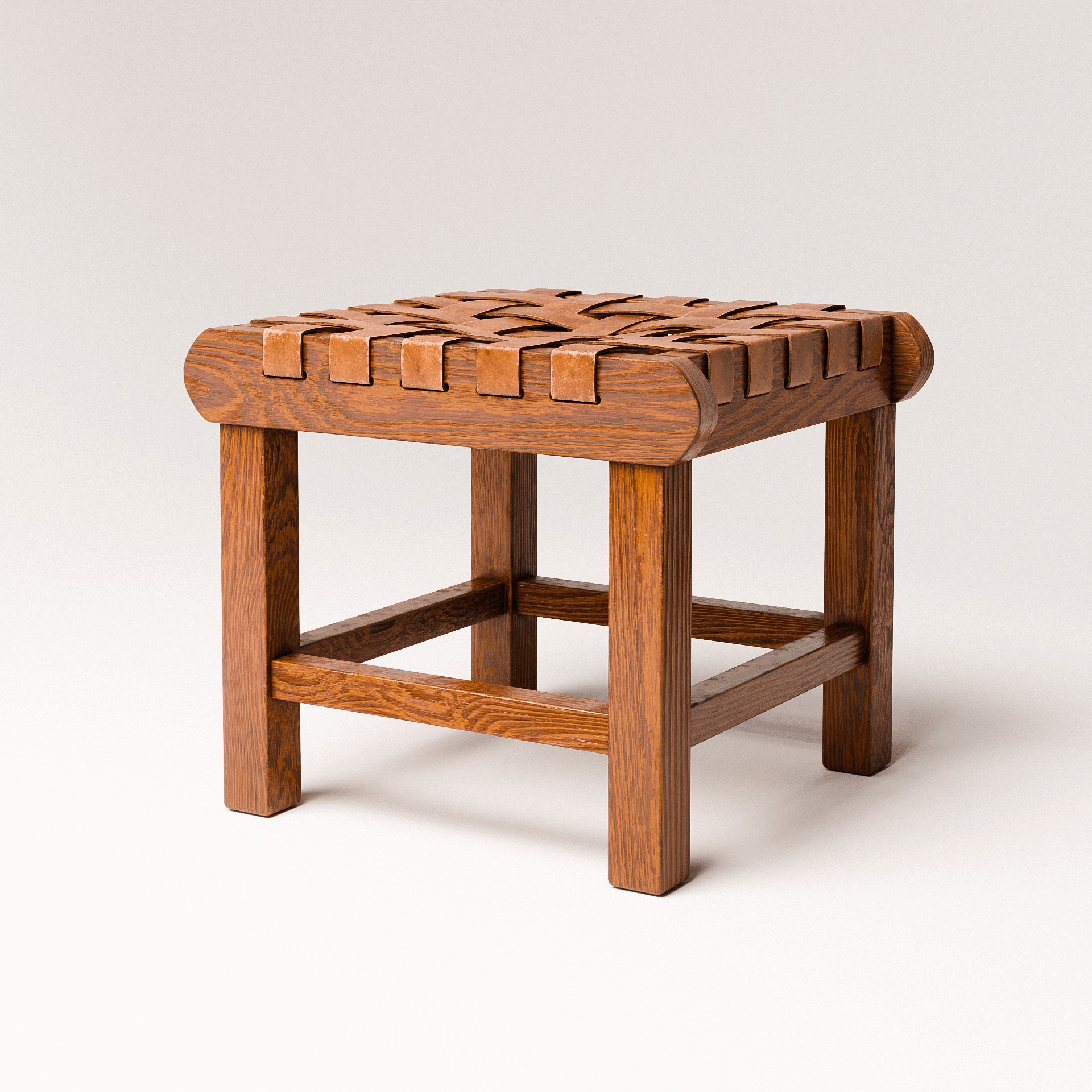 Rustic Ottoman Low-poly 3D model_5