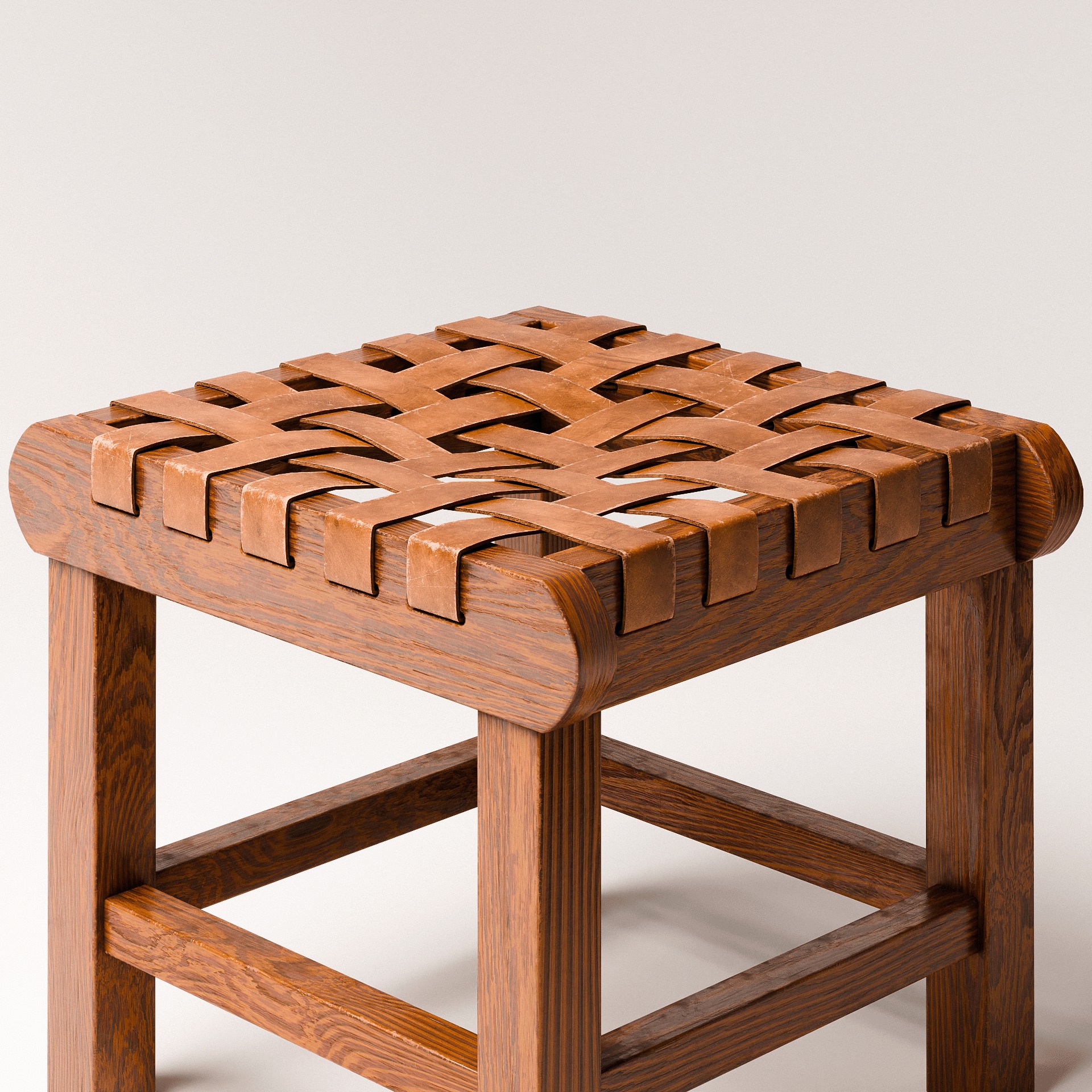 Rustic Ottoman Low-poly 3D model_2