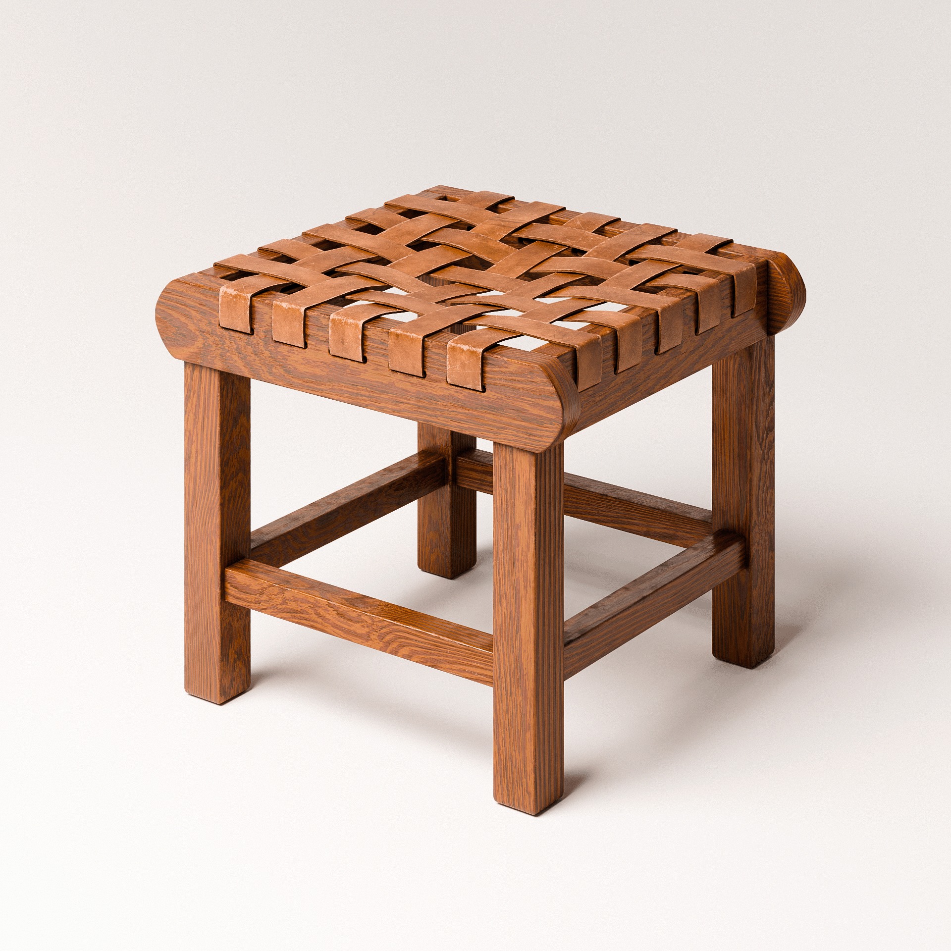 Rustic Ottoman Low-poly 3D model_6