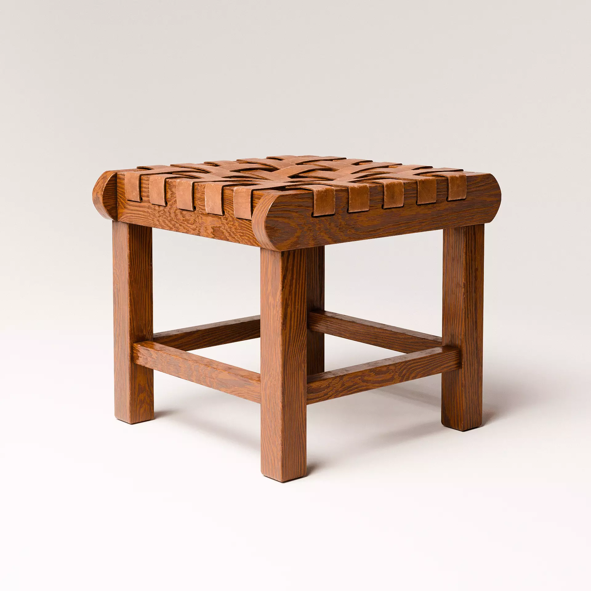 Rustic Ottoman Low-poly 3D model_0