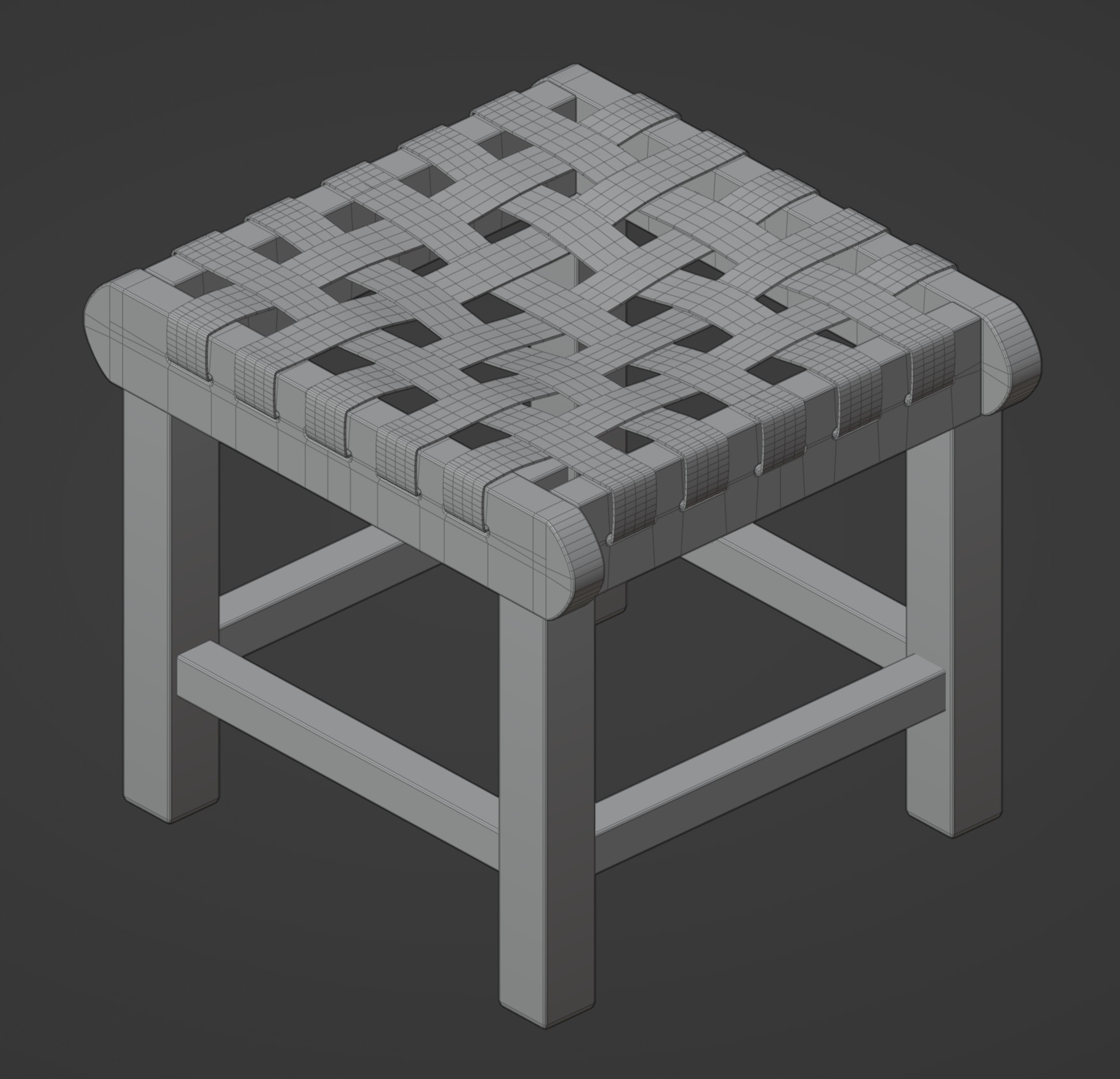 Rustic Ottoman Low-poly 3D model_8