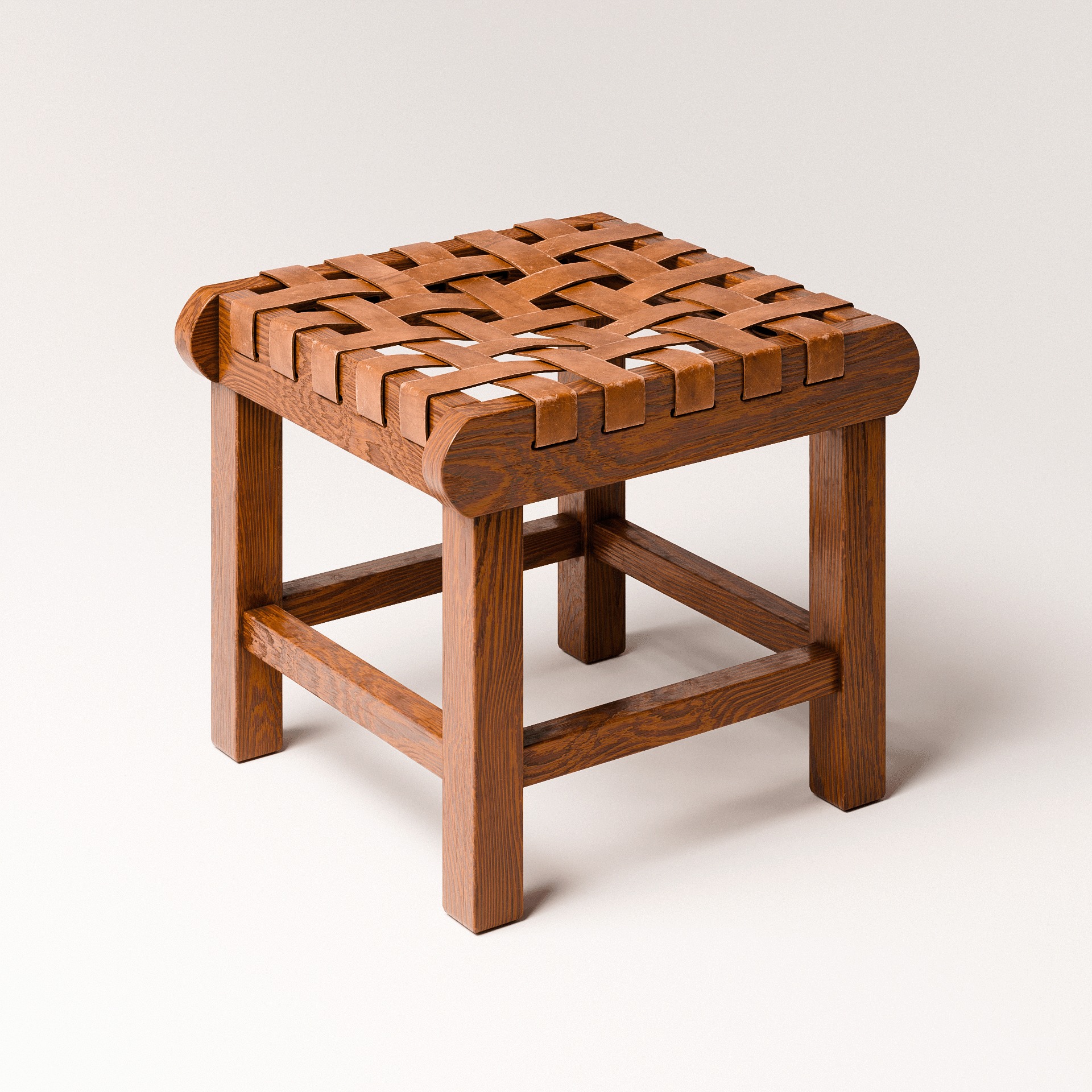 Rustic Ottoman Low-poly 3D model_1