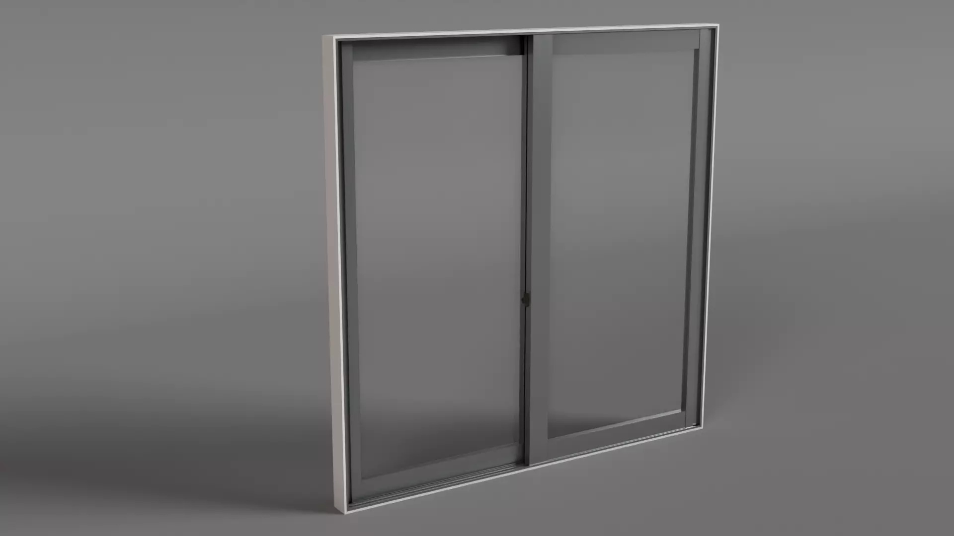Double Panel Sliding Glass Window Low-poly 3D model_0