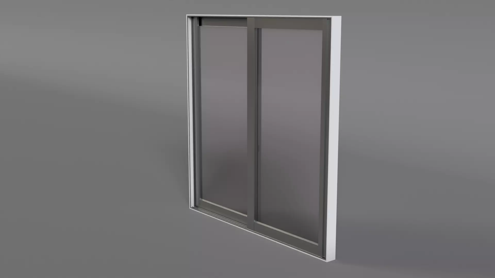 Double Panel Sliding Glass Window Low-poly 3D model_3