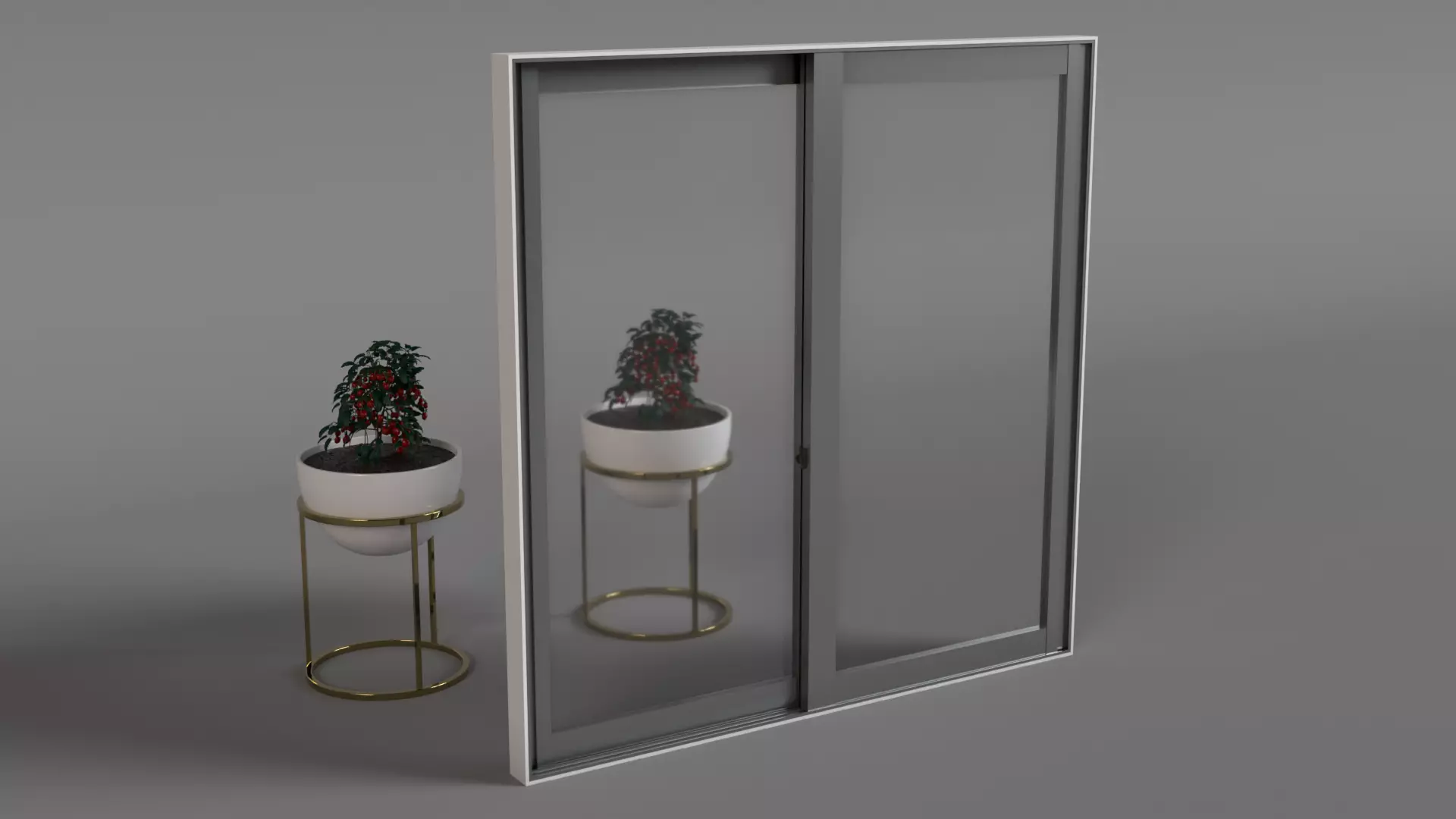 Double Panel Sliding Glass Window Low-poly 3D model_9