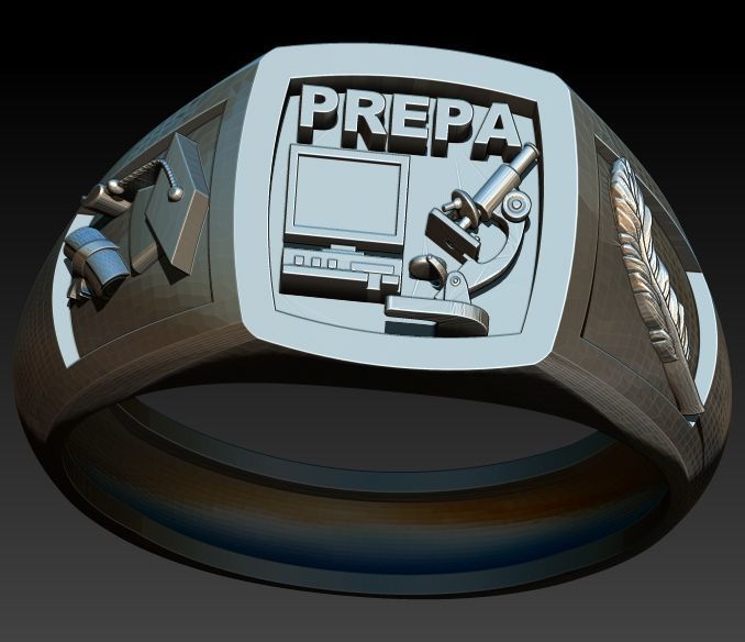 Anillo Graduacion Preparatoria 3D print model_21