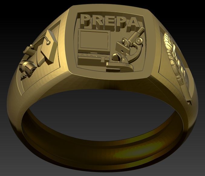 Anillo Graduacion Preparatoria 3D print model_3