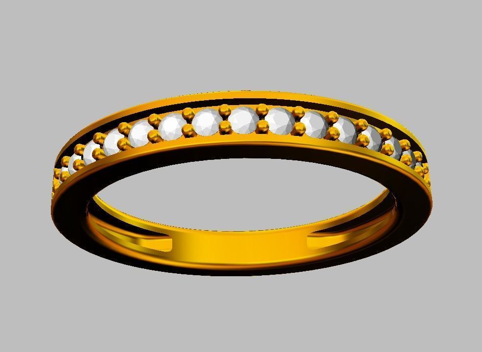 Classic Half Diamond Wedding Band 3D print model_21