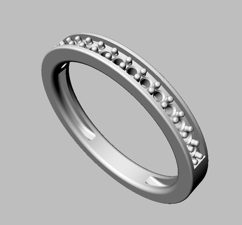 Classic Half Diamond Wedding Band 3D print model_7