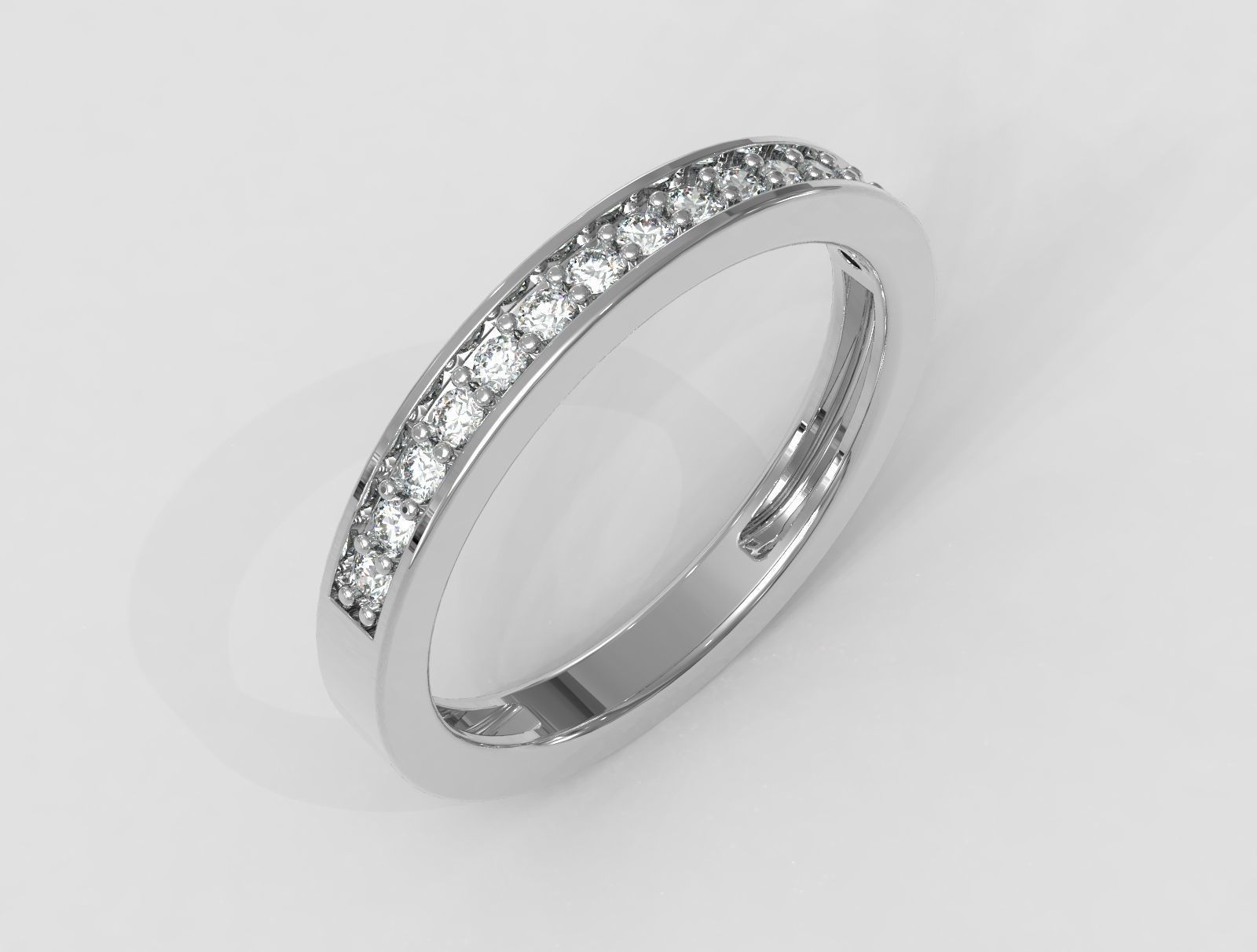 Classic Half Diamond Wedding Band 3D print model_1