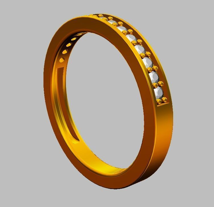 Classic Half Diamond Wedding Band 3D print model_23