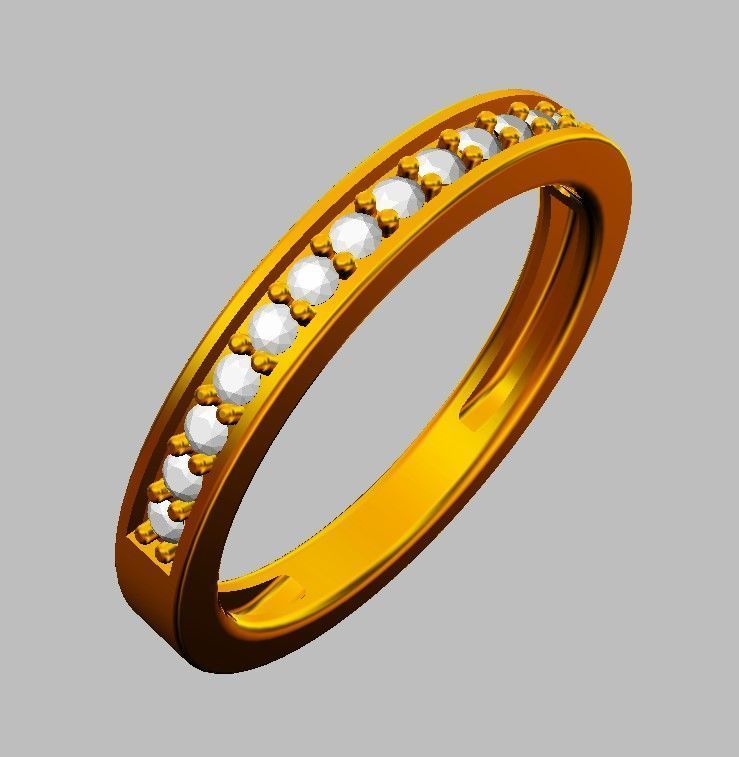 Classic Half Diamond Wedding Band 3D print model_22