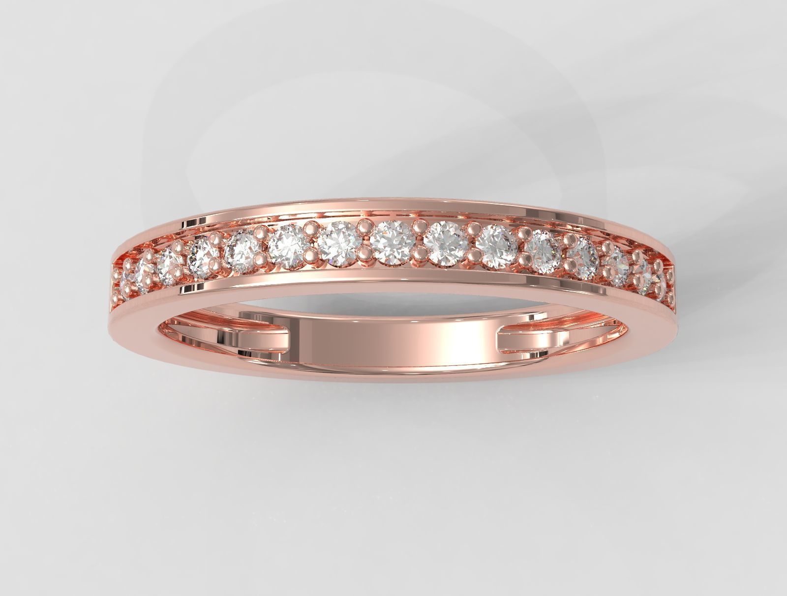 Classic Half Diamond Wedding Band 3D print model_2