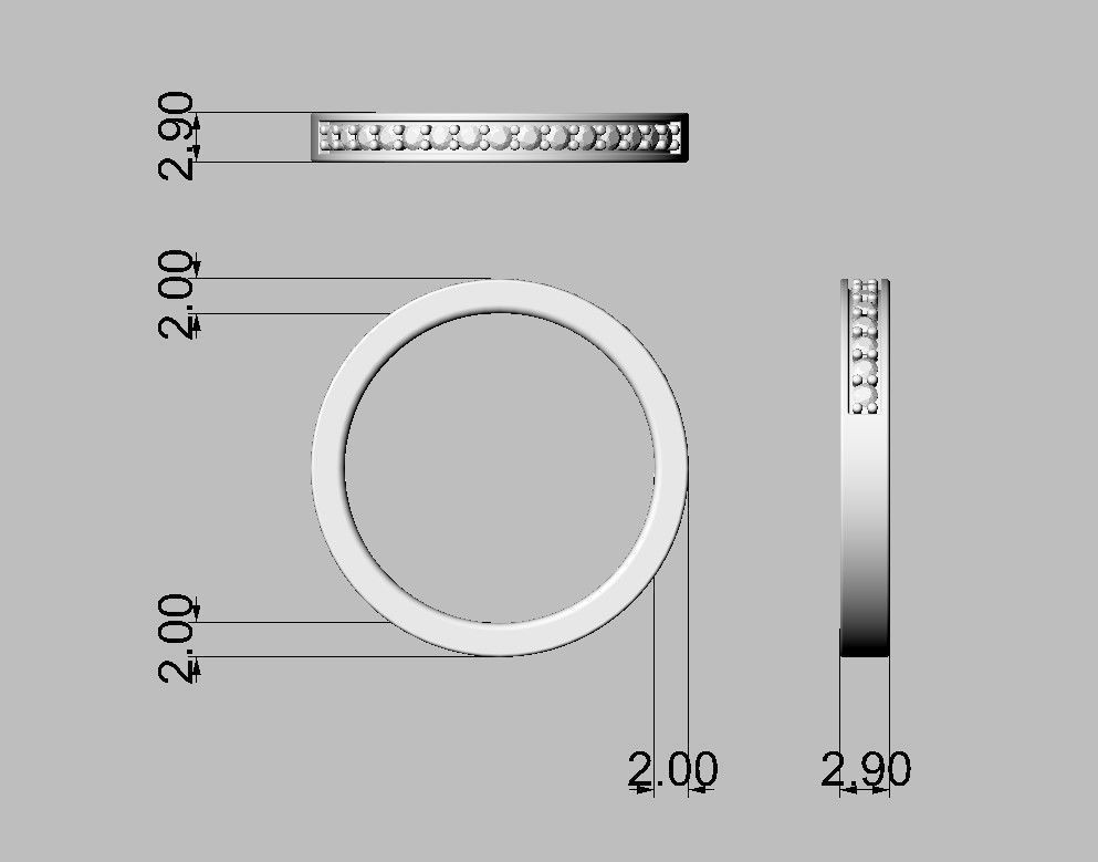 Classic Half Diamond Wedding Band 3D print model_3