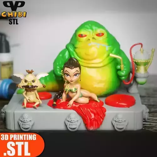Jabba the Hutt Chibi Diorama STL for 3D Printing ChibiSTL 3DXM 3D print model