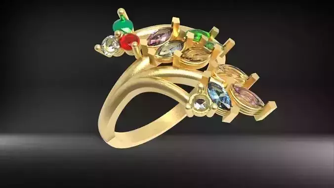 Custom Marquise Birthstone Ring 3D print model