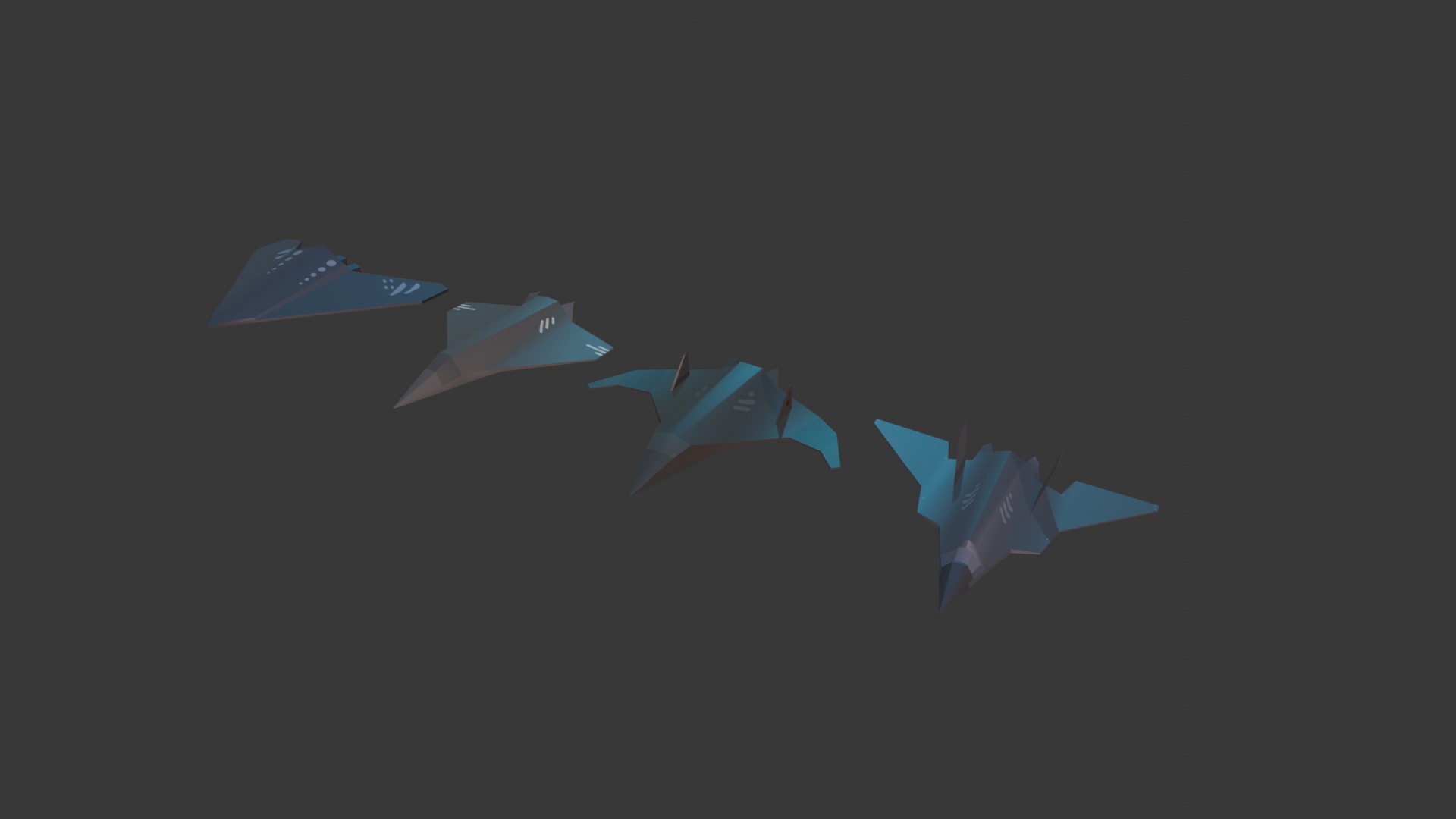 PACK OF 4 MILITARY FIGHTER PLANES Low-poly 3D model_27