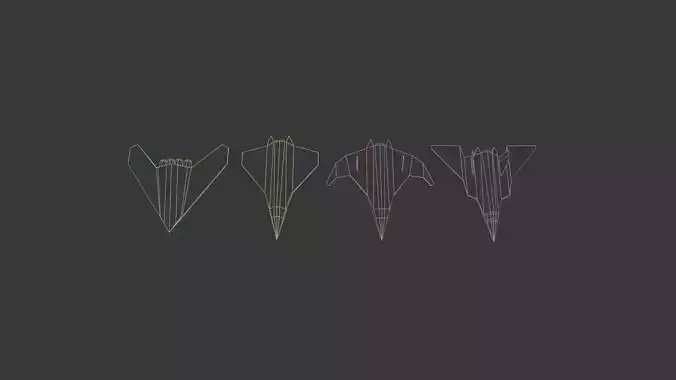 PACK OF 4 MILITARY FIGHTER PLANES Low-poly 3D model