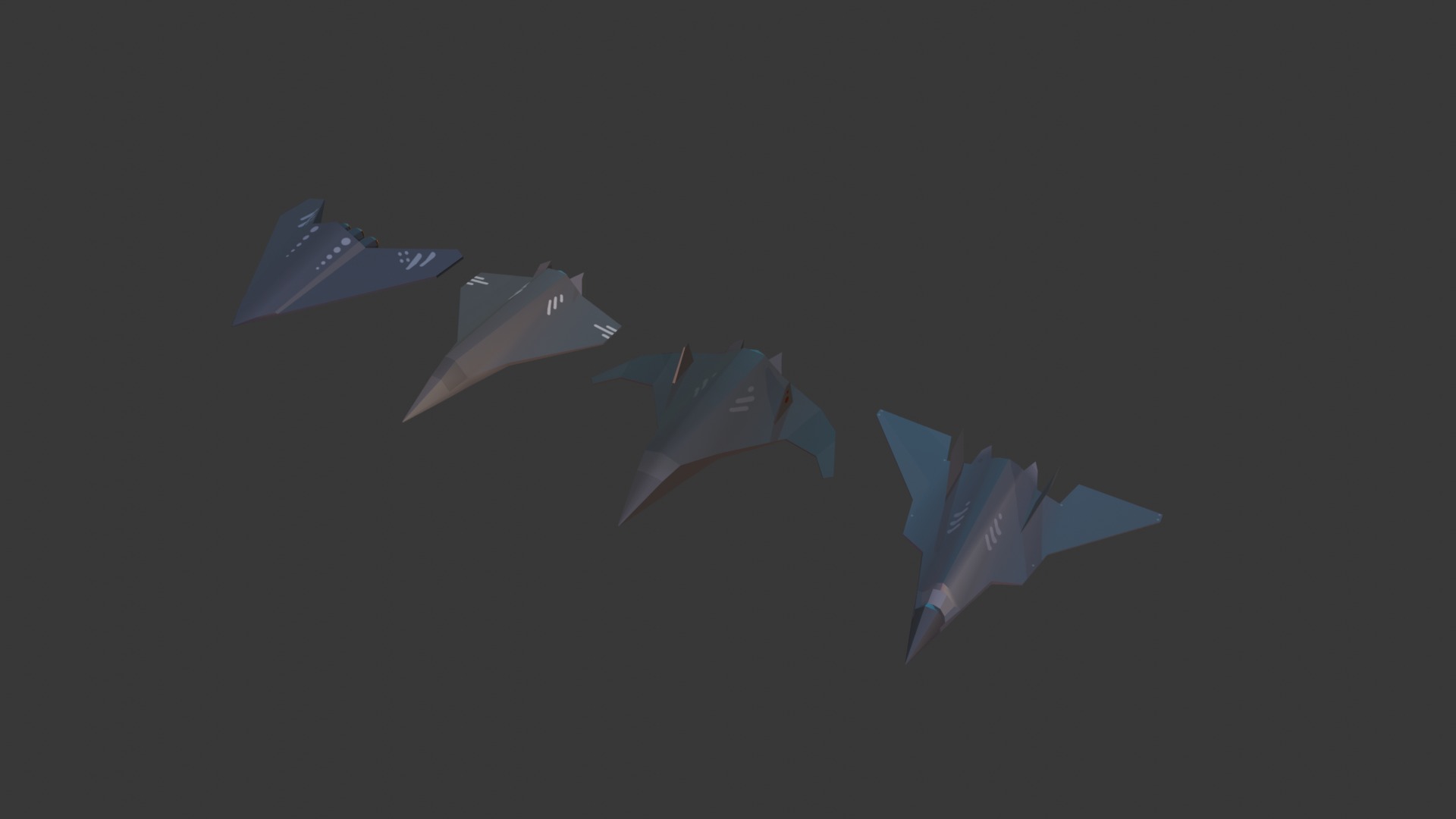 PACK OF 4 MILITARY FIGHTER PLANES Low-poly 3D model_7