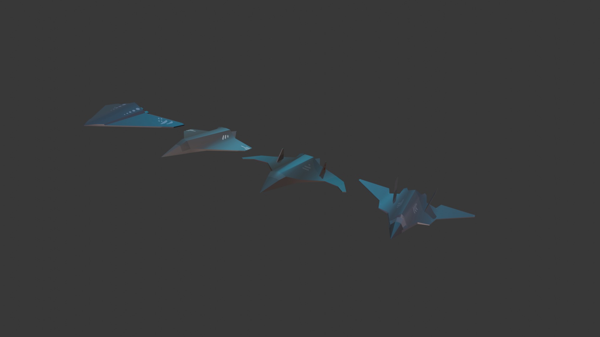PACK OF 4 MILITARY FIGHTER PLANES Low-poly 3D model_16