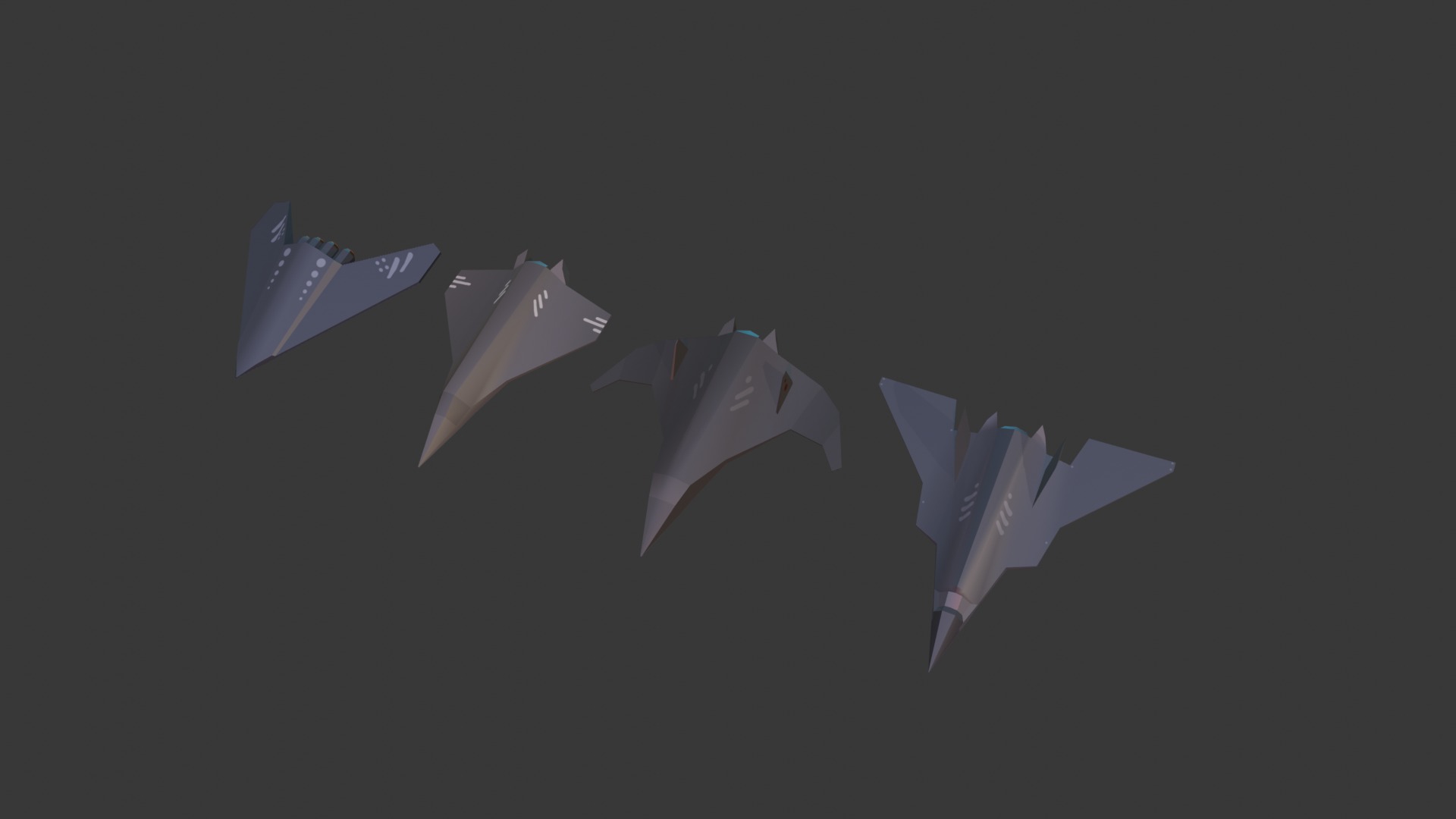 PACK OF 4 MILITARY FIGHTER PLANES Low-poly 3D model_12