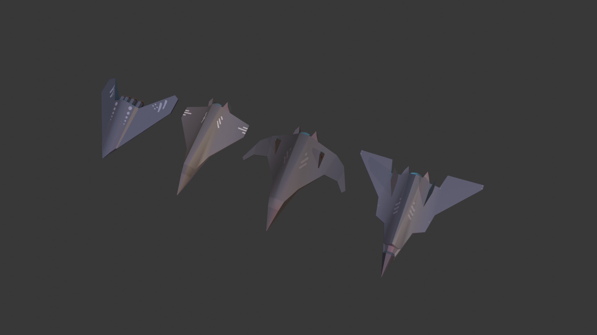 PACK OF 4 MILITARY FIGHTER PLANES Low-poly 3D model_8
