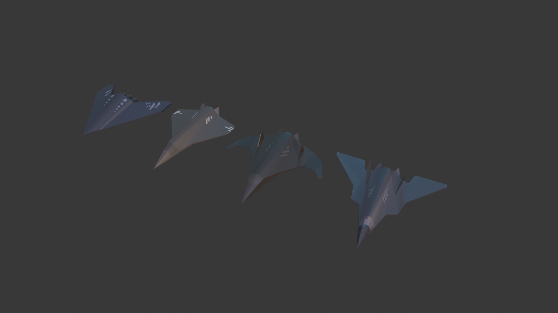 PACK OF 4 MILITARY FIGHTER PLANES Low-poly 3D model_17