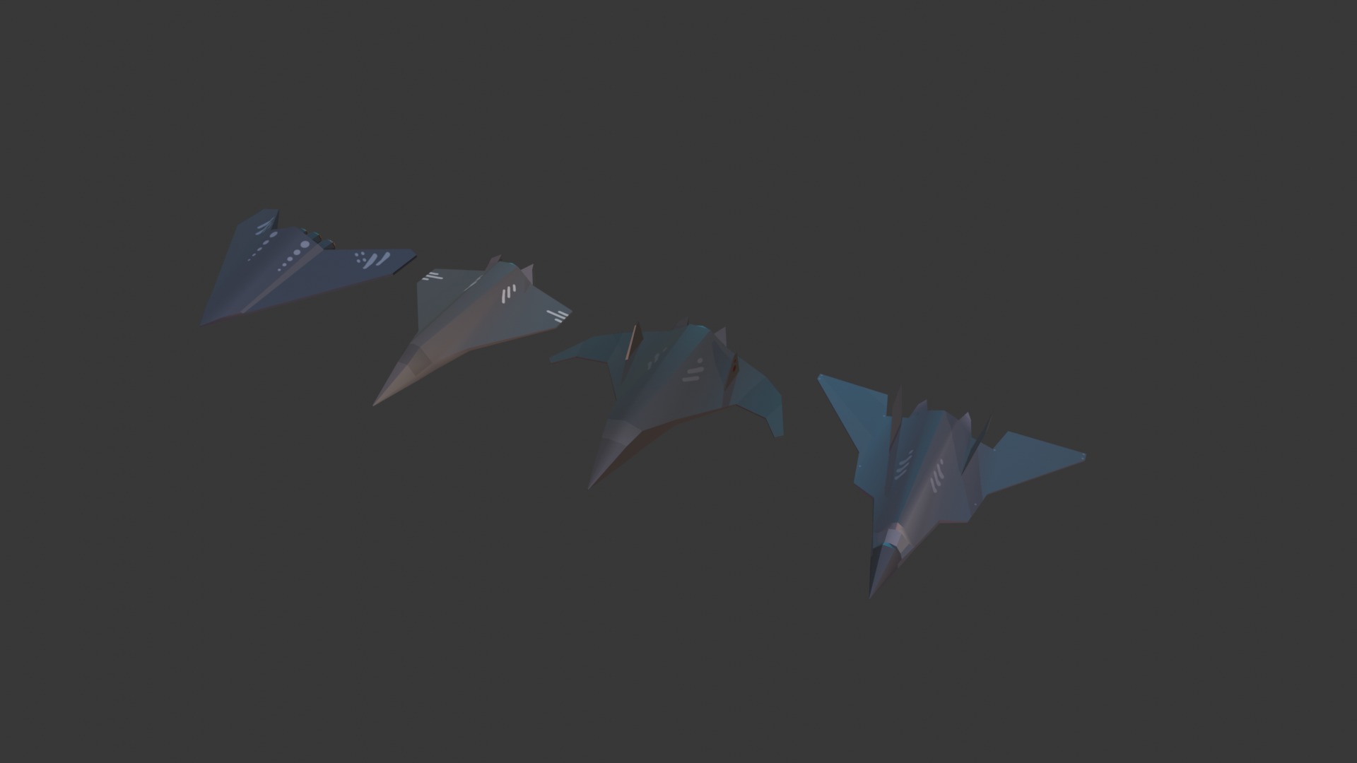 PACK OF 4 MILITARY FIGHTER PLANES Low-poly 3D model_21