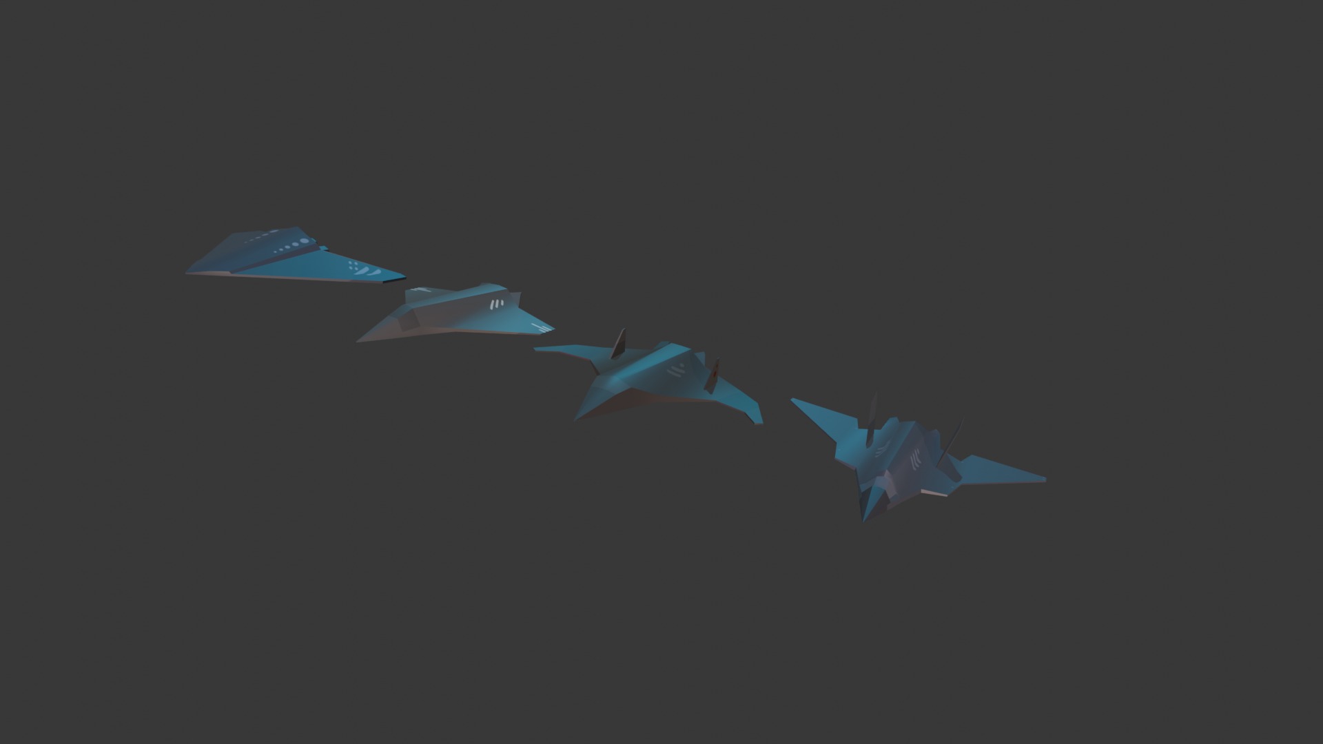PACK OF 4 MILITARY FIGHTER PLANES Low-poly 3D model_15