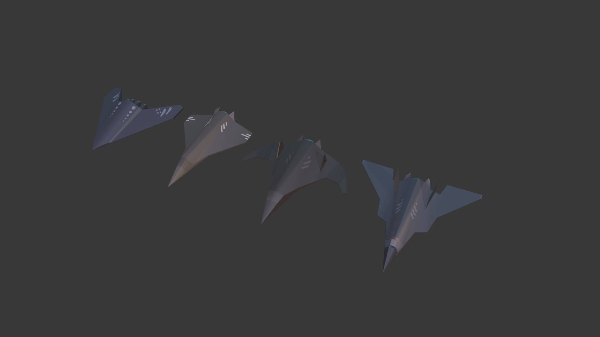PACK OF 4 MILITARY FIGHTER PLANES Low-poly 3D model_19