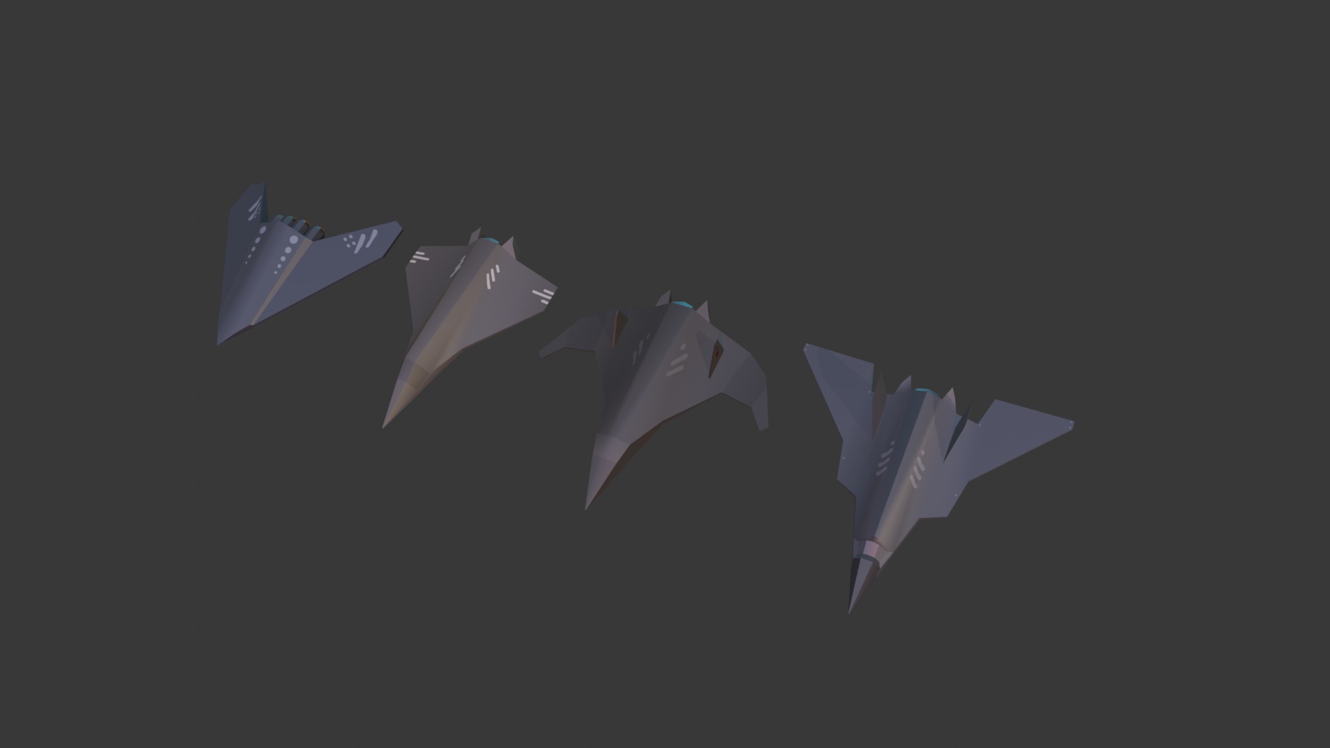 PACK OF 4 MILITARY FIGHTER PLANES Low-poly 3D model_24